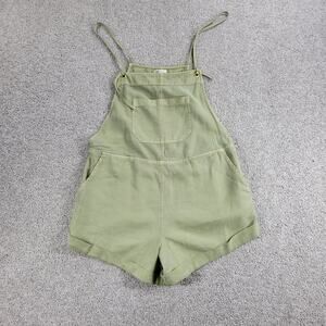 BillaBong Wild Pursuit Overall Romper Womens S Green Spaghetti Tie Shorts Casual